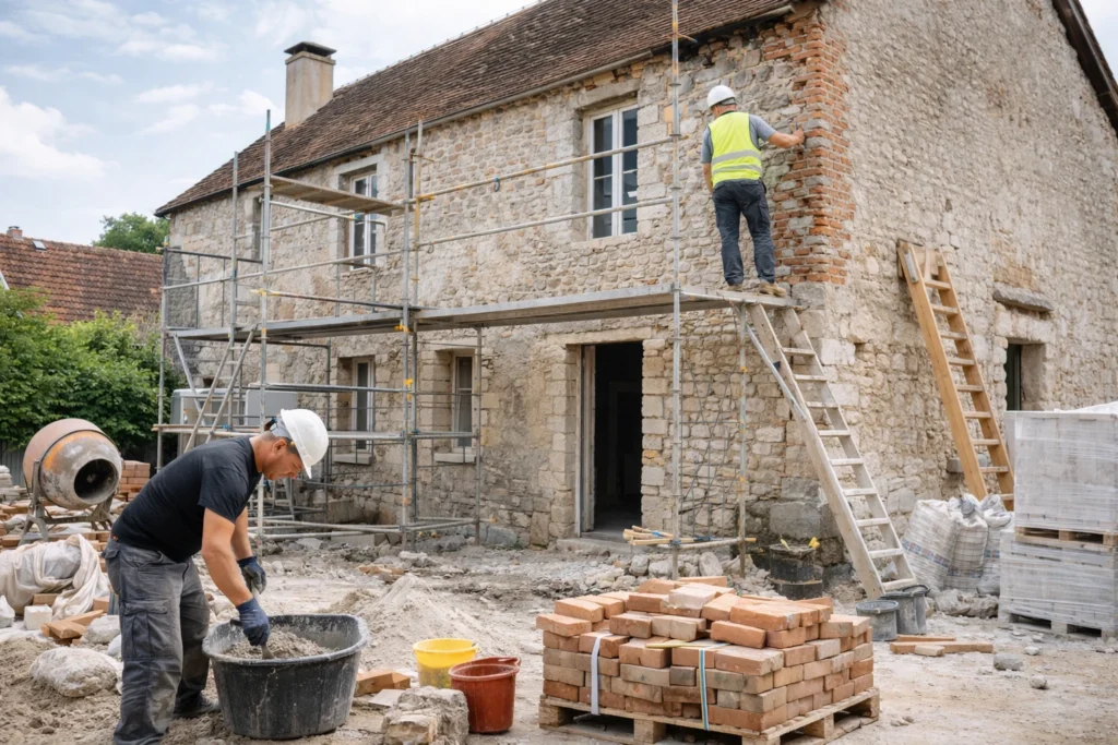rénovation d’un bâtiment ancien avec travaux structurels
